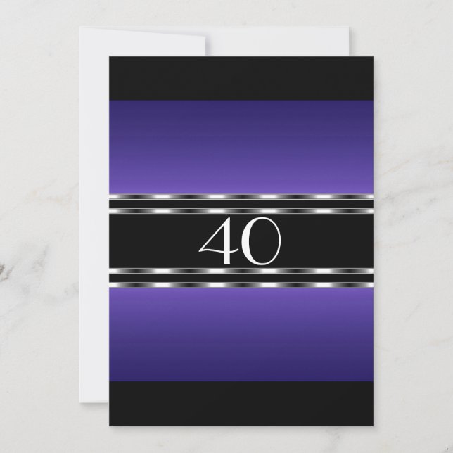 Invitation Anniversaire Glamour Violet avec Grand  (Devant)