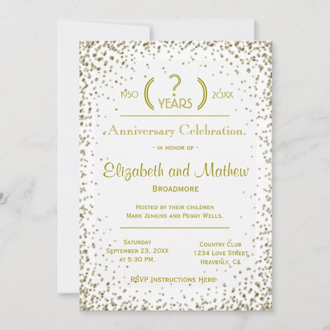 Invitation Anniversaire | Gold Confetti (Devant)