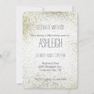 Invitation Anniversaire Gold Paint Splatter
