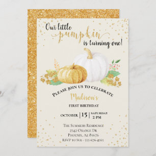 Invitation Anniversaire Gold Parties scintillant Citrouille b