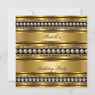 Invitation Anniversaire Gold Pearl Leopard