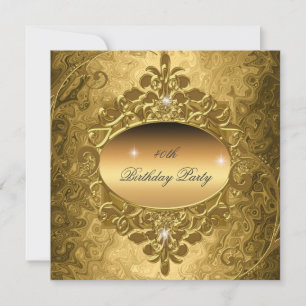 Invitation Anniversaire Gold sur la Parties scintillant métal