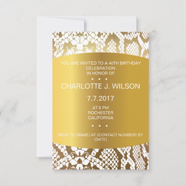 Invitation Anniversaire Golden Python Skin Vip (Devant)