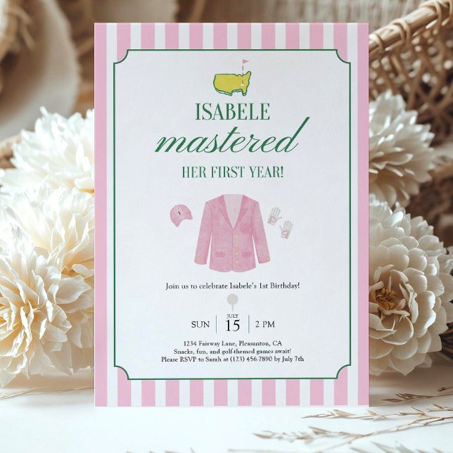 Invitation Anniversaire Golf Rose Modèle pour Fill (Créateur téléchargé)