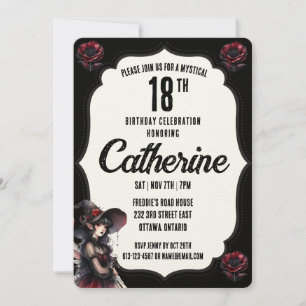 Invitation Anniversaire gothique noir et blanc