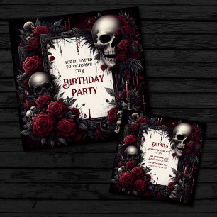 Invitation Anniversaire gothique rouge et noir