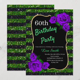 Invitation Anniversaire Green Black Stripes Parties scintilla