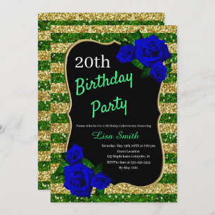 Invitation Anniversaire Green Gold Stripes Parties scintillan