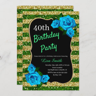Invitation Anniversaire Green Gold Stripes Parties scintillan