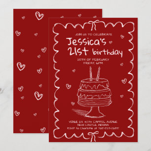Invitation Anniversaire gribouillé adulte dessiné à la main 