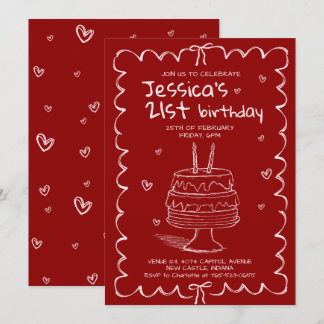 Invitation Anniversaire gribouillé adulte dessiné à la main