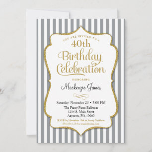 Invitation Anniversaire Gris Or Gris Adultes