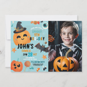 Invitation Anniversaire Halloween Citrouille Blue Party Photo