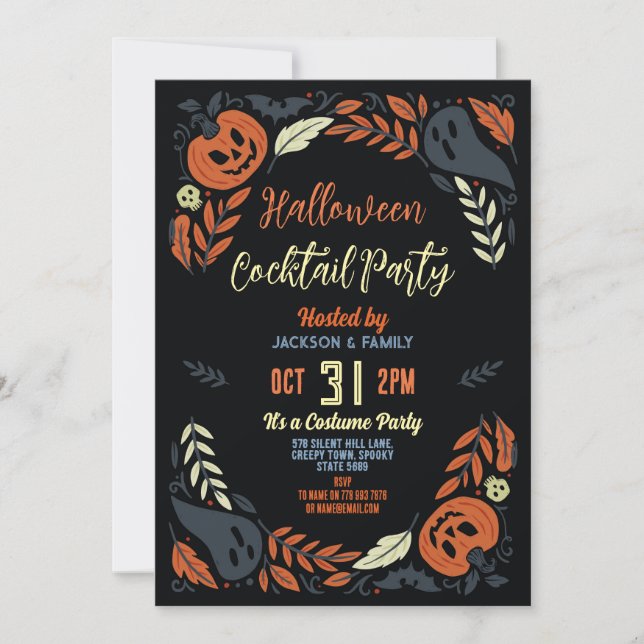 Invitation Anniversaire Halloween Citrouille Party Ghosts Coc (Devant)