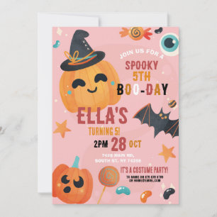 Invitation Anniversaire Halloween Citrouille Pink Party Enfan