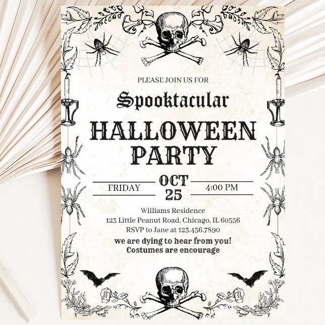 Invitation Anniversaire Halloween Crâne Vintage (Créateur téléchargé)