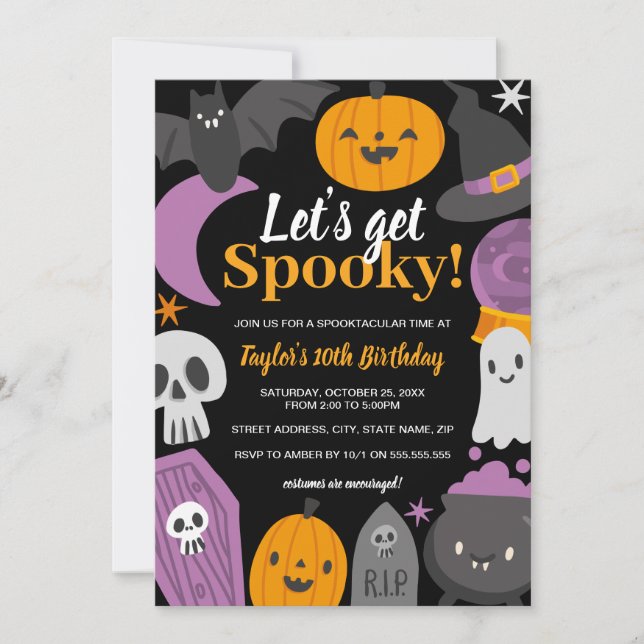Invitation Anniversaire Halloween Faisons une fête effrayante (Devant)