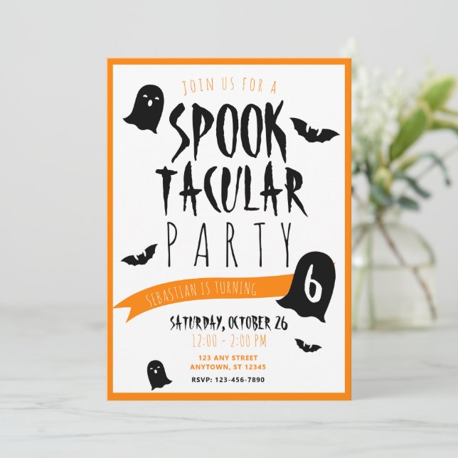 Invitation Anniversaire Halloween Fantasmagorique Fantômes et (Debout devant)