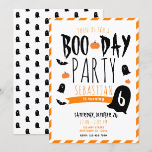 Invitation Anniversaire Halloween Jour de Boo Fantômes et Cha