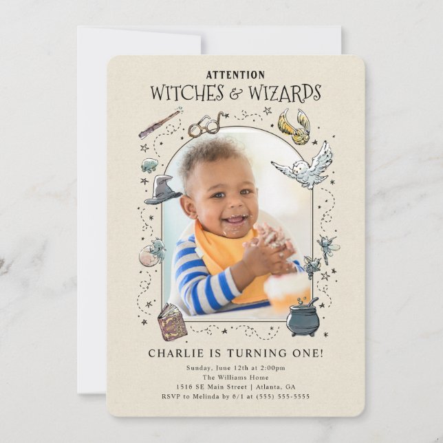 Invitation Anniversaire Harry Potter Vintage - Photo (Devant)