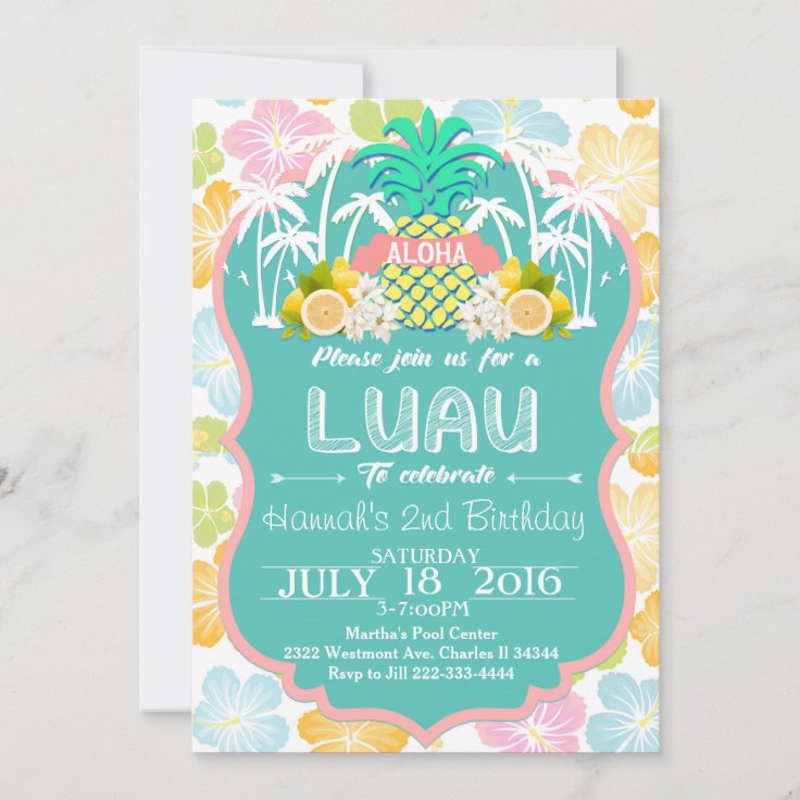 WERNNSAI Hawaii Aloha Invitations de Fête avec Enveloppes 20 Set Été Tropical Cartes dInvitation danniversaire 