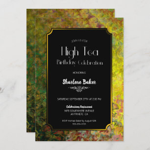 Invitation Anniversaire High Tea Black and Gold Party