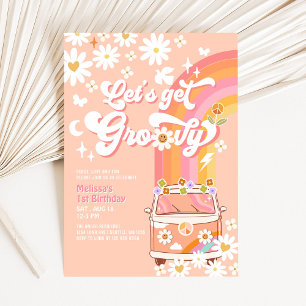 Invitation Anniversaire Hippie Daisy Groovy