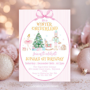 Invitation Anniversaire Hiver Onederland Casse-Noisette Ruban