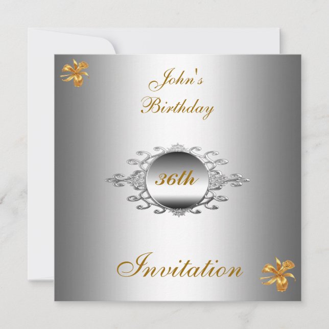 Invitation Anniversaire Homme Argent (Devant)