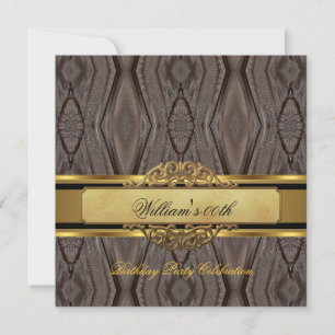 Invitation Anniversaire homme Brun Noir Or Fête Homme