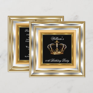 Invitation Anniversaire homme noir or argent Prince Roi 3