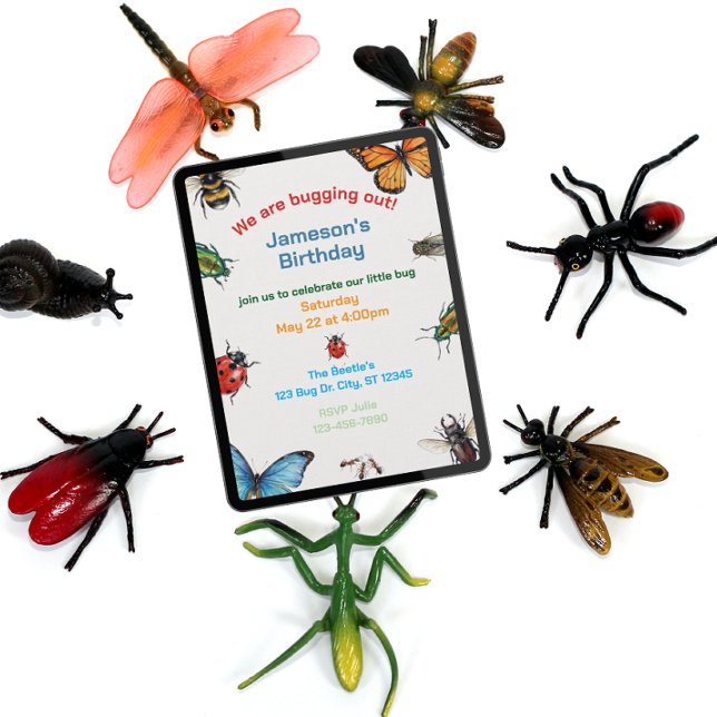 Invitation Anniversaire illustré Bugging Out Kids (Créateur téléchargé)
