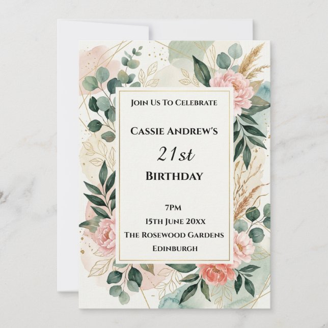 Invitation Anniversaire Important avec une Décoration Tropica (Devant)