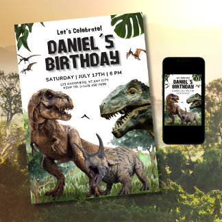 Invitation anniversaire imprimable dinosaure T REX