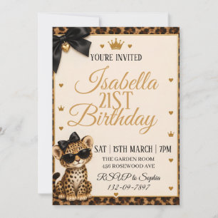 Invitation Anniversaire Imprimé Léopard Guépard Sauvage