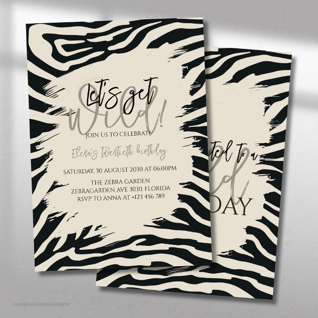 Invitation Anniversaire Imprimé Zèbre Fête de Styl (Créateur téléchargé)