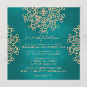 INVITATION ANNIVERSAIRE INSPIRÉ DE L'INDIEN TURQUOISE ET DE L