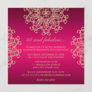 INVITATION ANNIVERSAIRE INSPIRÉ DE ROSE CHAUD ET D'INDIEN D'O