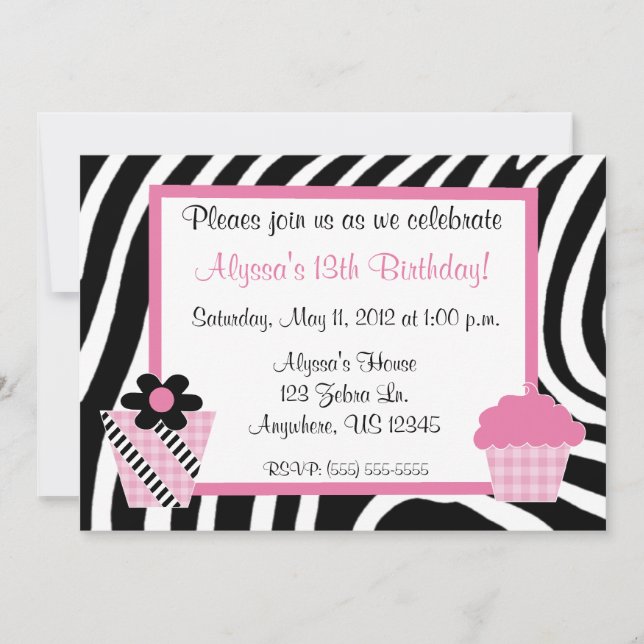 Invitation Anniversaire Inviation de filles d'impression de (Devant)