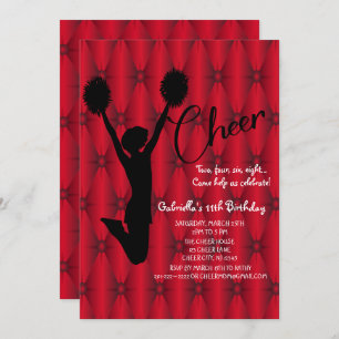 Invitation Anniversaire iridescent lumineux de pom-pom girl