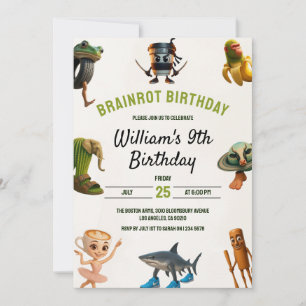Invitation Anniversaire Italien Brainrot Drôle Mème Enfants 9