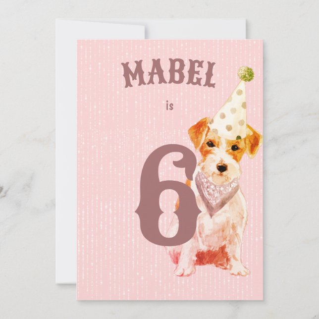 Invitation Anniversaire Jack Russell Chien Âge rose Anniversa (Dos)