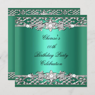 Invitation Anniversaire Jade Green Silver Diamond