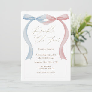 Invitation anniversaire jumeaux arc-en-ciel rose e