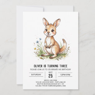 Invitation Anniversaire Kangourou Aquarelle