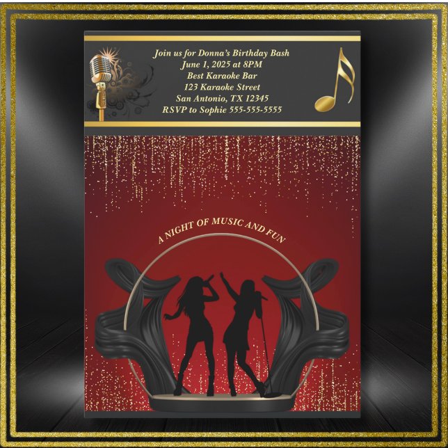 Invitation Anniversaire Karaoke Soiree Musicale Mo (Modern Music Celebration Karaoke Birthday Invitation)