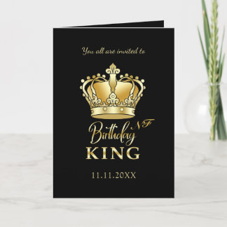 Invitation Anniversaire King Gold Couronne Royal Monogramme L