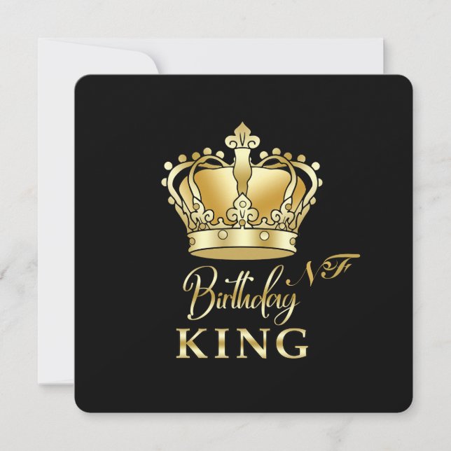 Invitation Anniversaire King Gold Couronne Royal Monogramme L (Devant)