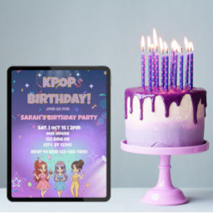 Invitation Anniversaire KPOP, Coloriez le dos !