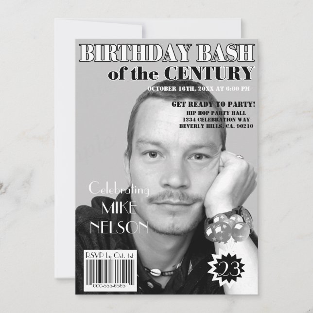 Invitation Anniversaire Le Magazine Noir Blanc Couvre N'Impor (Devant)